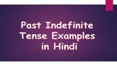 Past Indefinite Tense Examples in Hindi