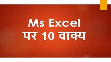 10 Lines on Ms Excel in Hindi